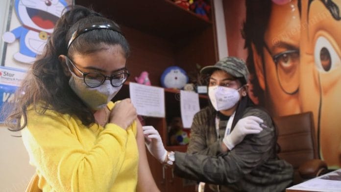 Representational image | A minor receives Covid-19 vaccination in New Delhi | Photo: Manisha Mondal/ThePrint