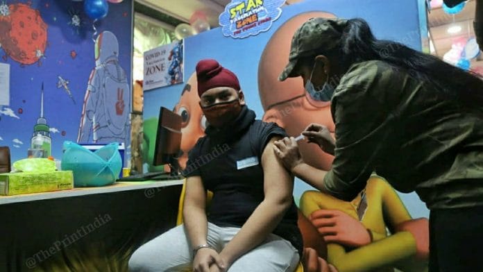 A teenager is vaccinated for Covid in Delhi | Representational image | Manisha Mondal | ThePrint