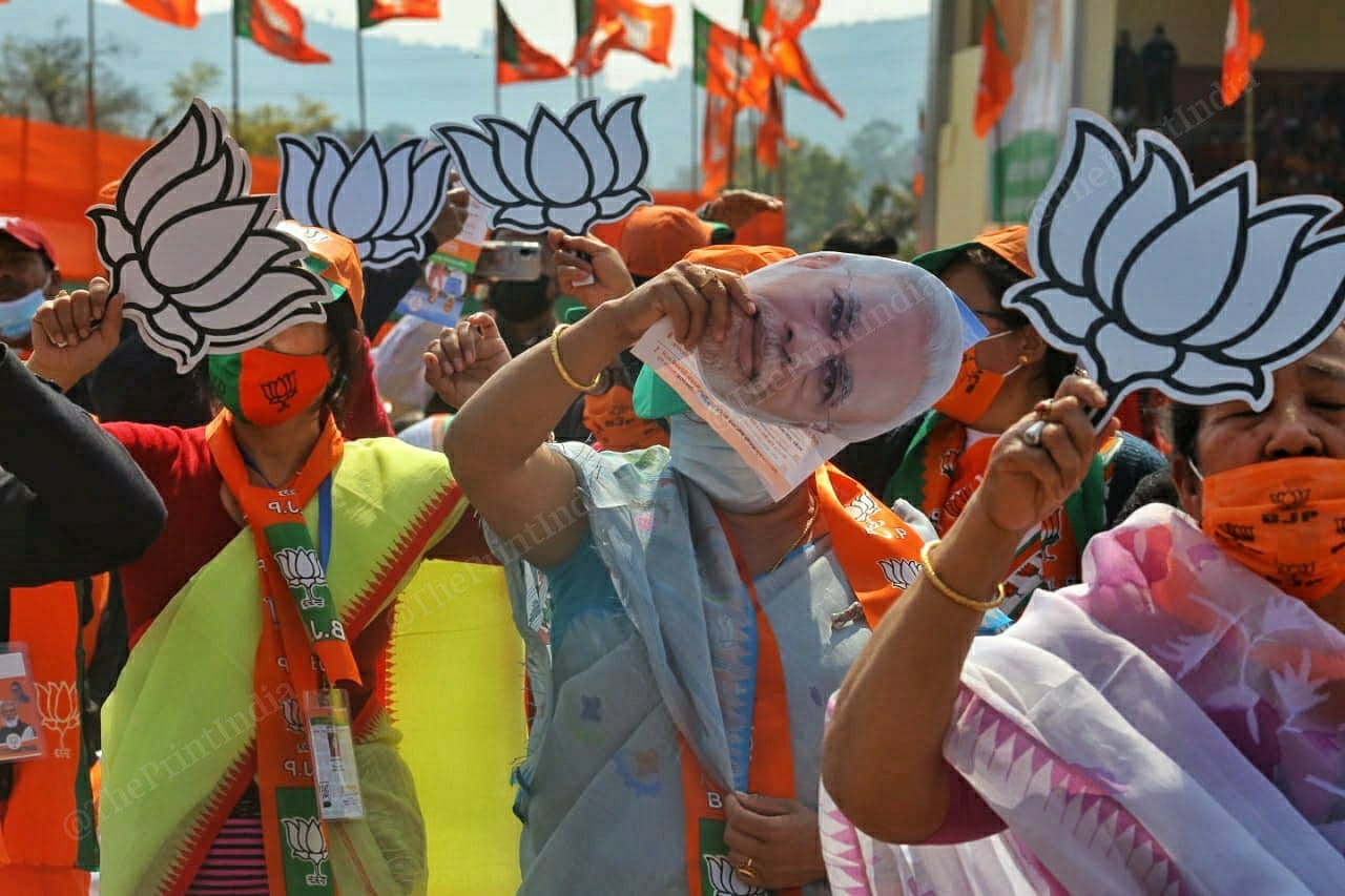 BJP supporters at the rally | Photo: Praveen Jain | ThePrint