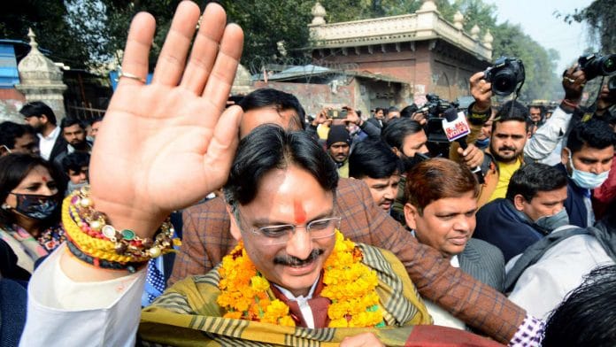 Former ED joint director and BJP candidate Rajeshwar Singh campaigning in Lucknow's Sarojini Nagar constituency | Photo: ANI
