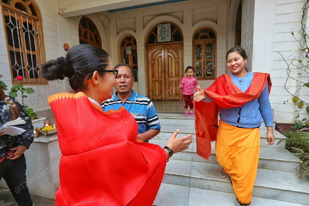 JD(U) Candidate Thounaojam Brinda on door-to-door campaigning in Bamon Lekai, Imphal | Photo: Praveen Jain | ThePrint