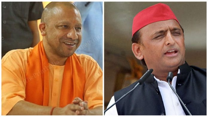 Representational image | UP CM Yogi Adityanath and SP leader Akhilesh Yadav | Agencies