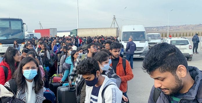 Students leaving Ukraine to enter Romania through Porubne-Siret border, seen in Kyiv on 25 February 2022 | ANI Photo