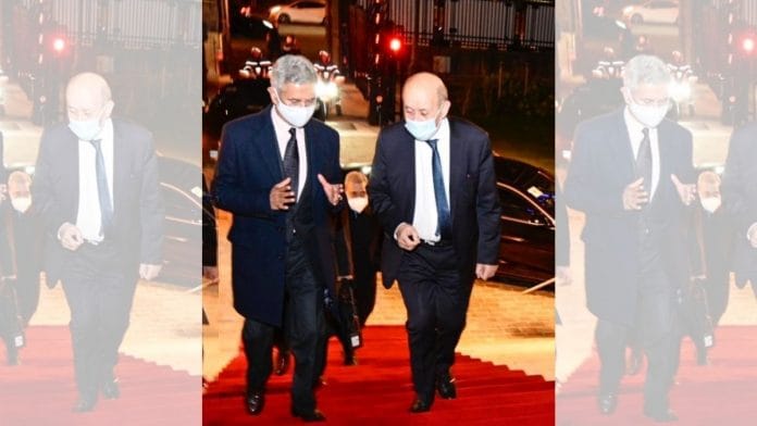 External Affairs Minister S. Jaishankar with French Foreign Minister J.Y. Le Drian | Twitter | @DrSJaishankar