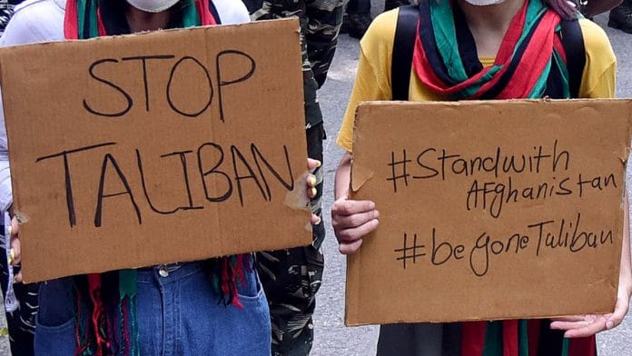 Representational image of protests against the Taliban's takeover of Afghanistan | File photo: ANI