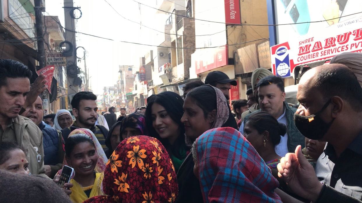 Local women in Ferozepur line up to click pictures with Gill. | Revathi Krishnan | ThePrint