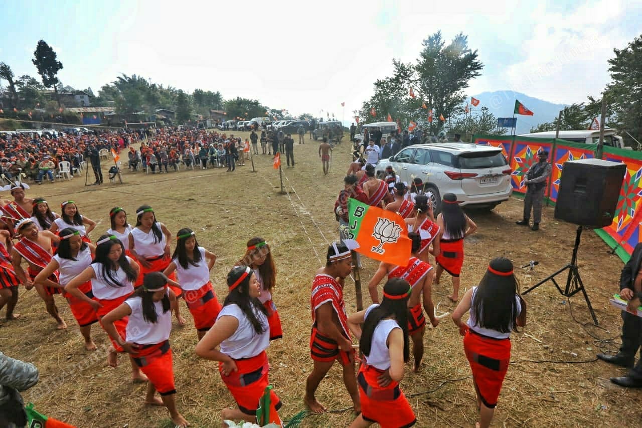 Local residents from Ukhrul district presenting Tangkhul Naga during a public meeting at Mission ground, Alung Tang, at Manipur | Praveen Jain | ThePrint