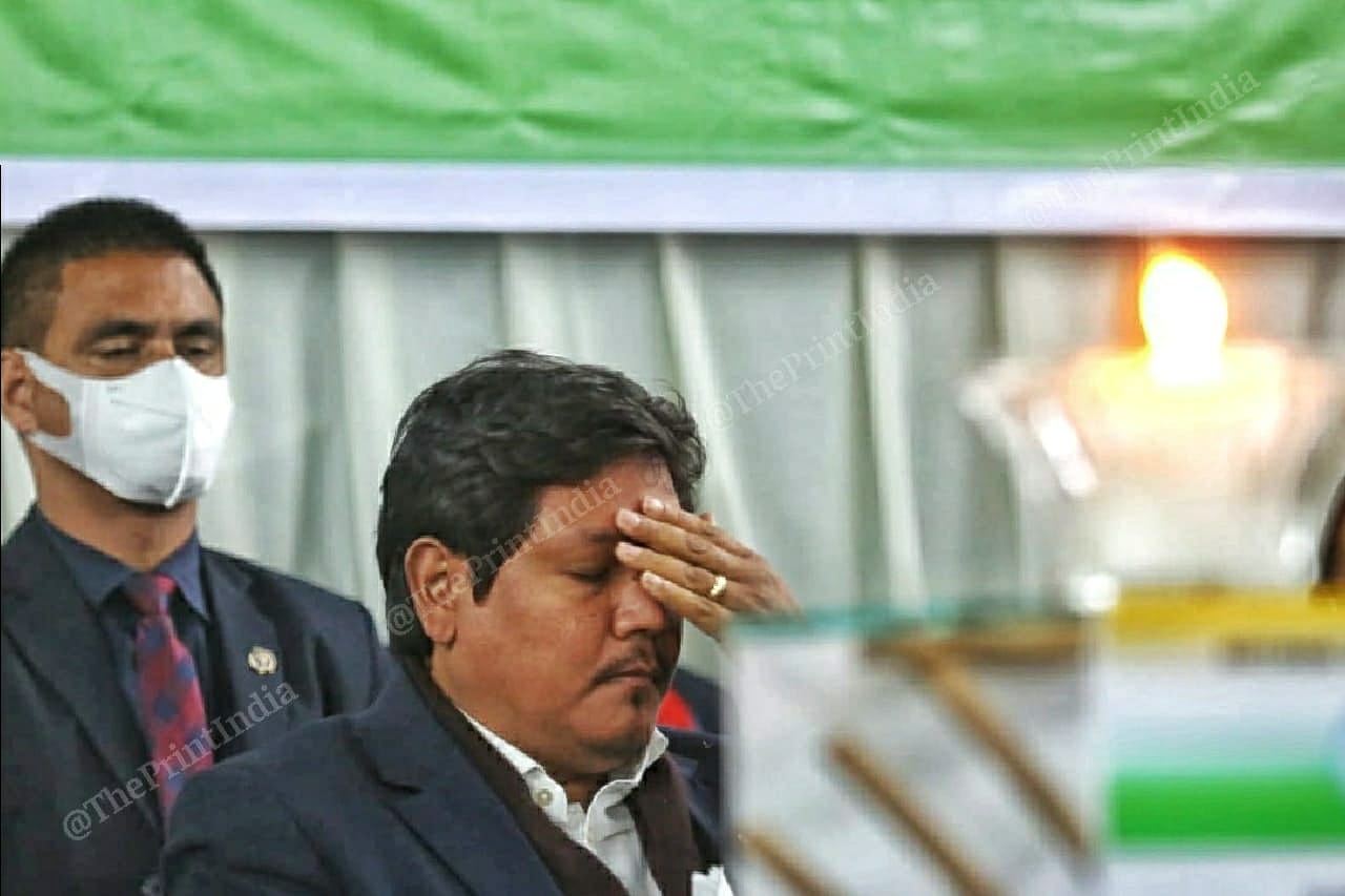 Meghalaya CM Conrad K Sangma after the lightning lamp during National People's Party public meeting at Naga dominated hill district of Ukhrul in Manipur | Praveen Jain | ThePrint