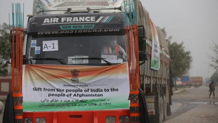 One of the Afghan trucks carrying the wheat | Photo: Ministry of External Affairs