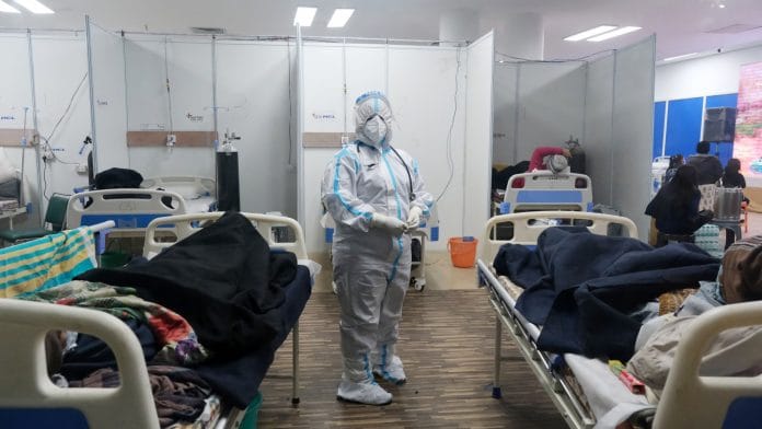 A temporary Covid treatment facility at the Commonwealth Games Village Sports Complex in New Delhi | Photo: T. Narayan | Bloomberg Photo