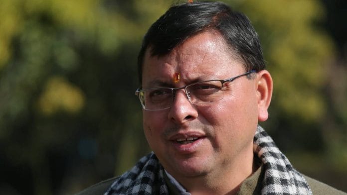 Uttarakhand Chief Minister Pushkar Singh Dhami at his residence in Dehradun | Photo: Suraj Singh Bisht | ThePrint