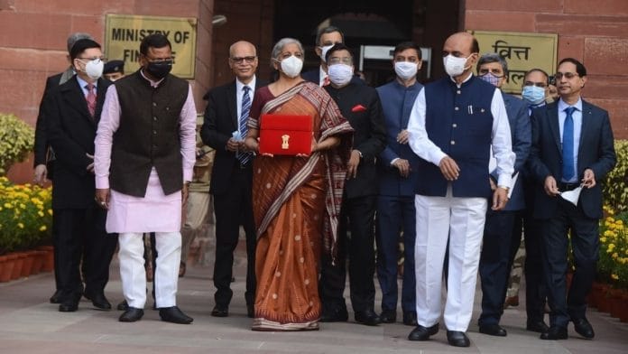 Finance Minister Nirmala Sitharaman ahead of the presentation of Budget 2022-23. | Photo: ThePrint