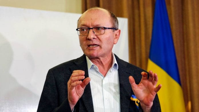 Ukrainian ambassador Igor Polikha at a press conference in New Delhi Monday | ANI