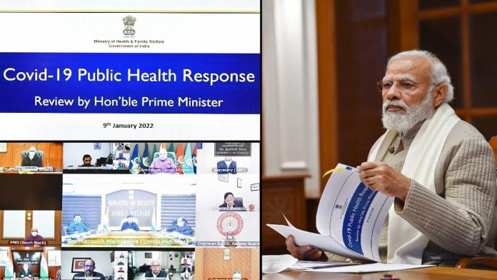 File photo of Prime Minister Narendra Modi chairing a review meeting on the Covid-19 situation through video conferencing, in New Delhi | ANI