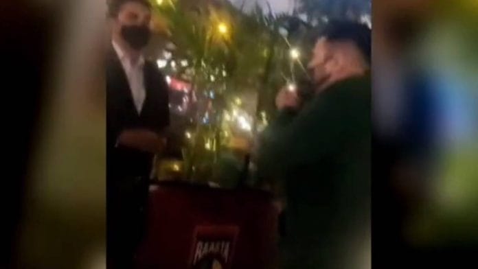 From a video posted by Pandey, showing one of her group arguing with the manager| Twitter