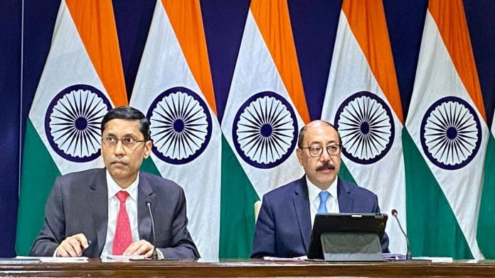 Foreign Secretary Harsh V Shringla at the press briefing Thursday | Nayanima Basu