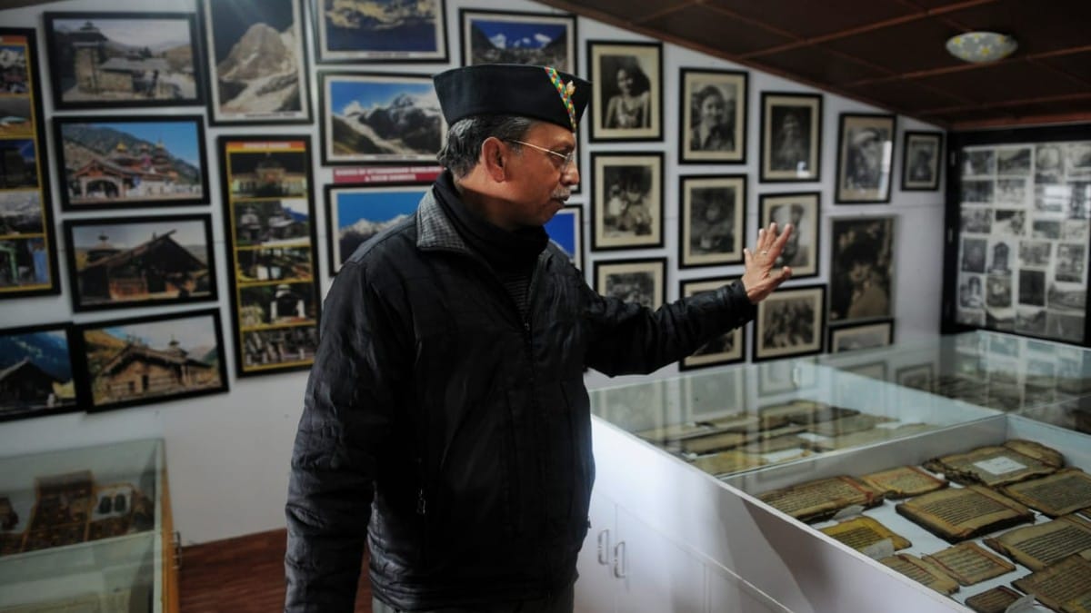 Artist Sameer Shukla, who designed the 'Uttarakhand cap' at his art and heritage centre in Mussoorie | Suraj Singh Bisht | ThePrint