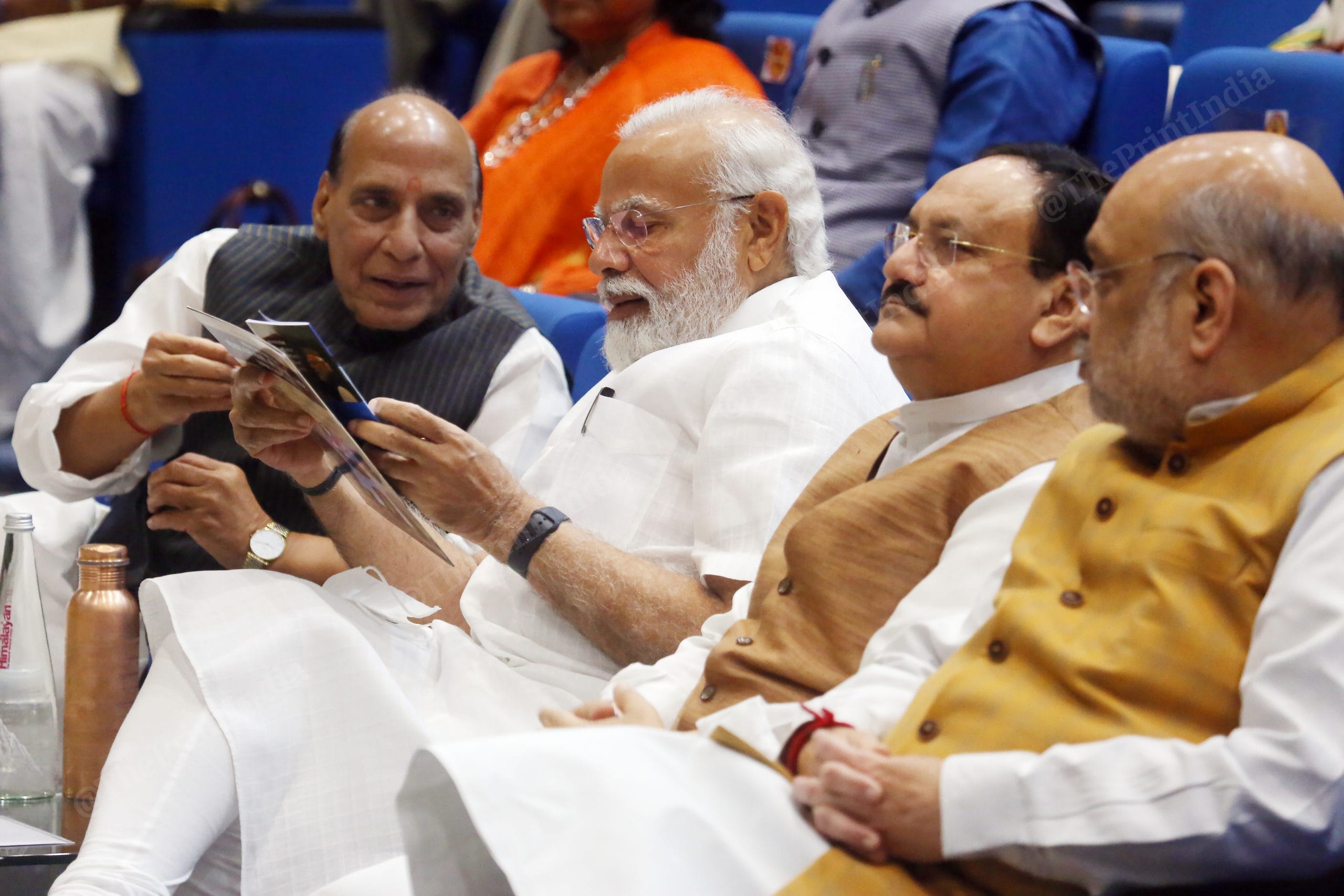 Defence Minister Rajnath Singh, PM Narendra Modi, BJP President J.P. Nadda and Home Minister Amit Shah during the parliamentary party meeting at Ambedkar Bhavan | Photo: Praveen Jain | ThePrint