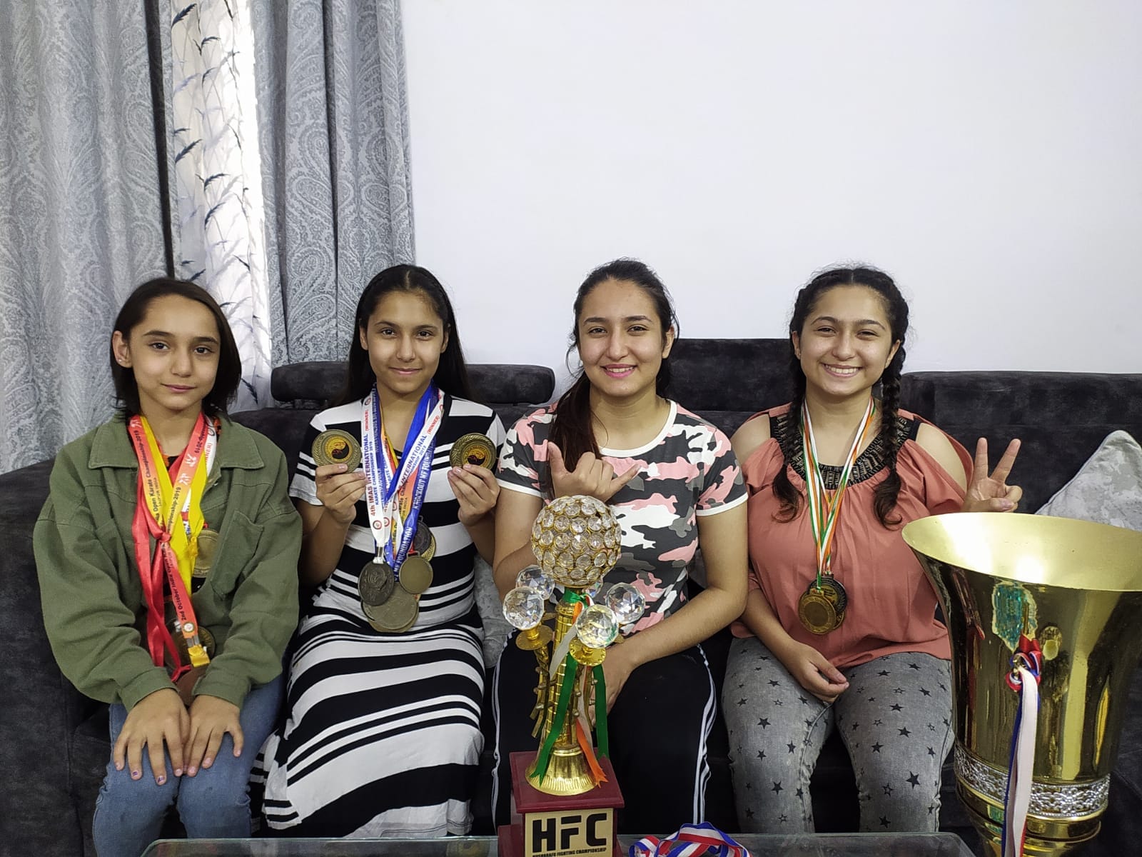 From left to right, Sama (11), Saween (13), Sahar (21) and Sajar (16) at their home in Lajpat Nagar, Delhi | Photo: ThePrint