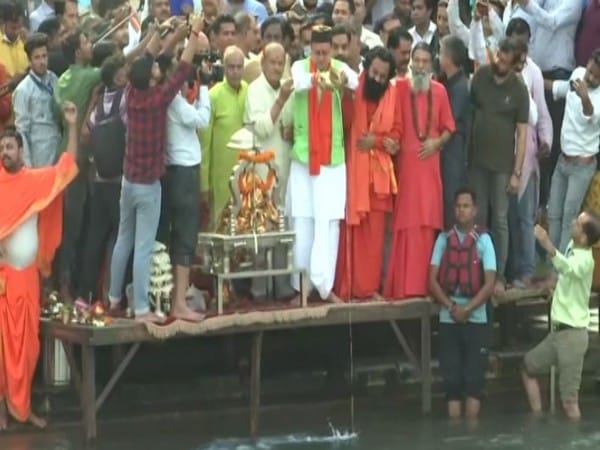 Uttarakhand CM Dhami performs Ganga Arti after oath-taking ceremony 