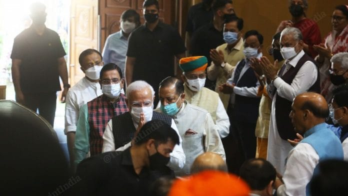 PM Narendra Modi was given a rousing welcome at the BJP Parliamentary Party meeting Tuesday | Praveen Jain | ThePrint