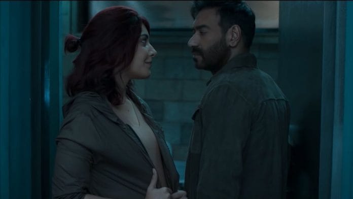 A scene from Disney Hotstar's Rudra featuring Ajay Devgn and Rashi Khanna.