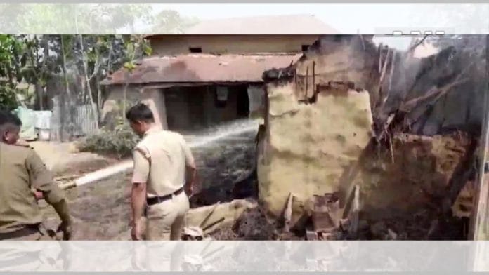 Water cannons being used to douse fire after houses were allegedly set ablaze in Birbhum, West Bengal on 22 March 2022 | ANI