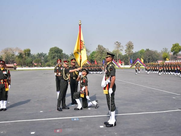 General Naravane presents President's colours 'Nishan' to newly raised Infantry battalions in Uttar Pradesh's Faizabad