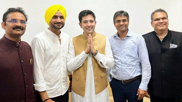 The five AAP candidates after filing their nominations for the Rajya Sabha elections | ANI