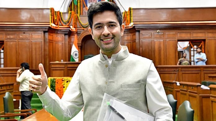 Raghav Chadha after tendering his resignation at the Delhi assembly Thursday | ANI