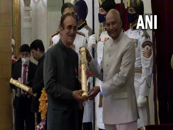 Senior Congress leader Ghulam Nabi Azad receives Padma Bhushan award in the field of Public Affairs