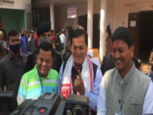 Assam: Union Min Sonowal casts vote in local body polls, says people happy with work done by BJP
