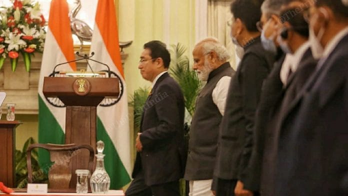Japanese prime minister Fumio Kishida and PM Narendra Modi in New Delhi Saturday | Photo: Praveen Jain| ThePrint