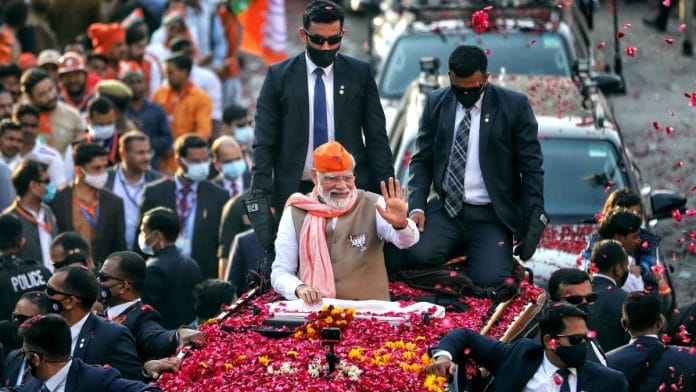 Prime Minister Narendra Modi's roadshow in Varanasi on 4 March | ANI