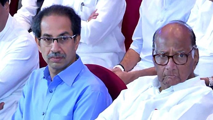 File photo of NCP chief Sharad Pawar and Shiv Sena chief Uddhav Thackeray in Mumbai | ANI