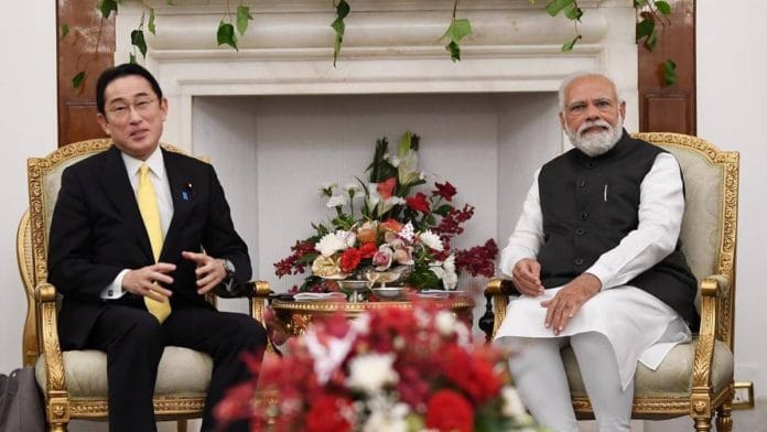 Japanese prime minister Fumio Kishida and PM Narendra Modi in New Delhi Saturday | Photo: Twitter | @MEAIndia