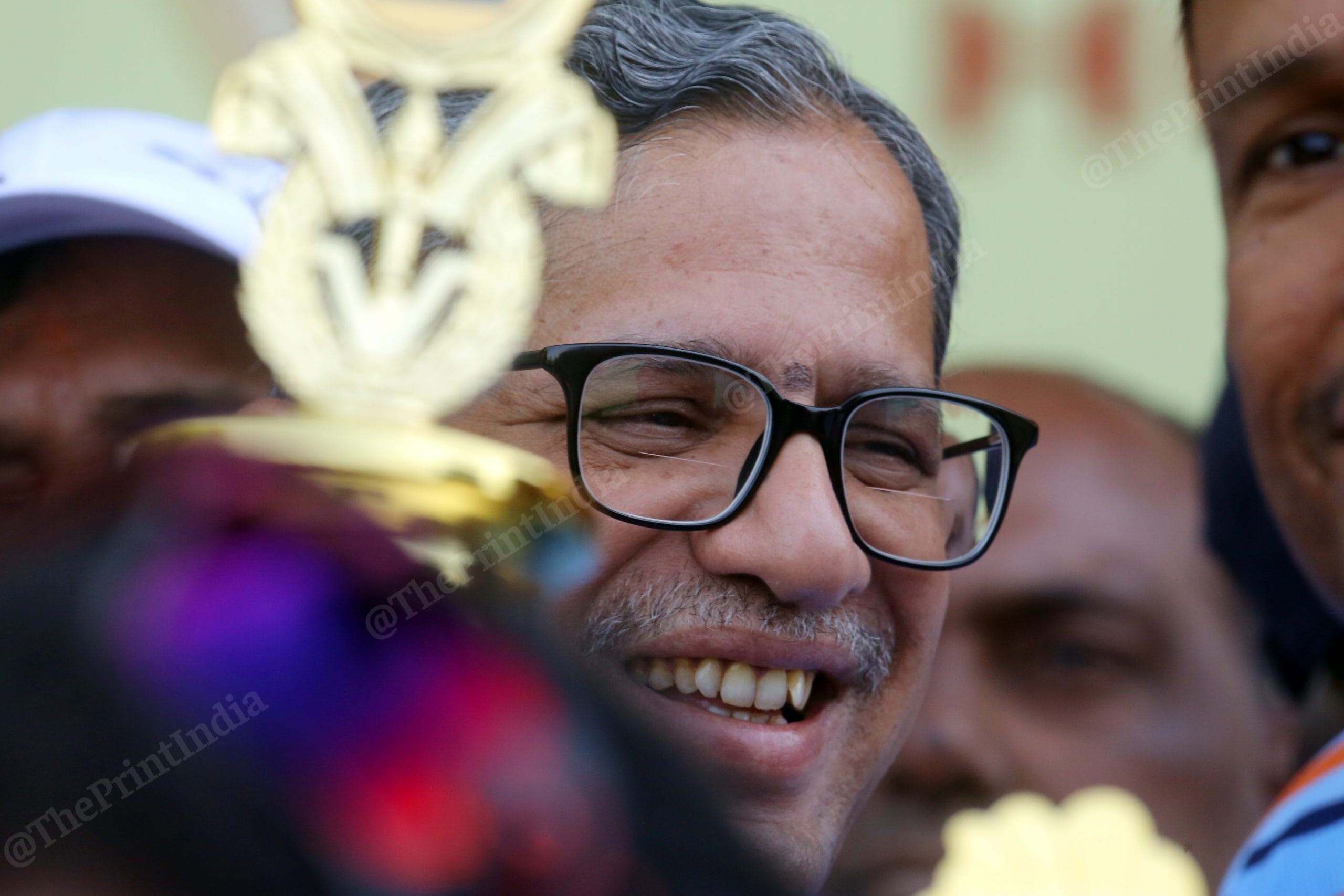 Chief Justice of India N.V. Ramana in a jubilant mood after his team won the match | Photo: Praveen Jain | ThePrint