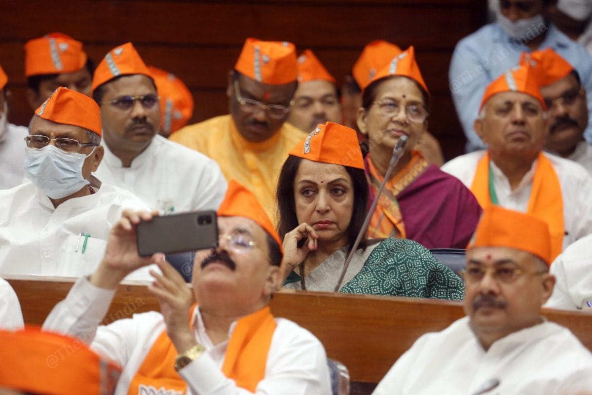 MP Hema Malini attends the BJP's 42nd Foundation Day event at Parliament Annexe | Photo: Praveen Jain | ThePrint