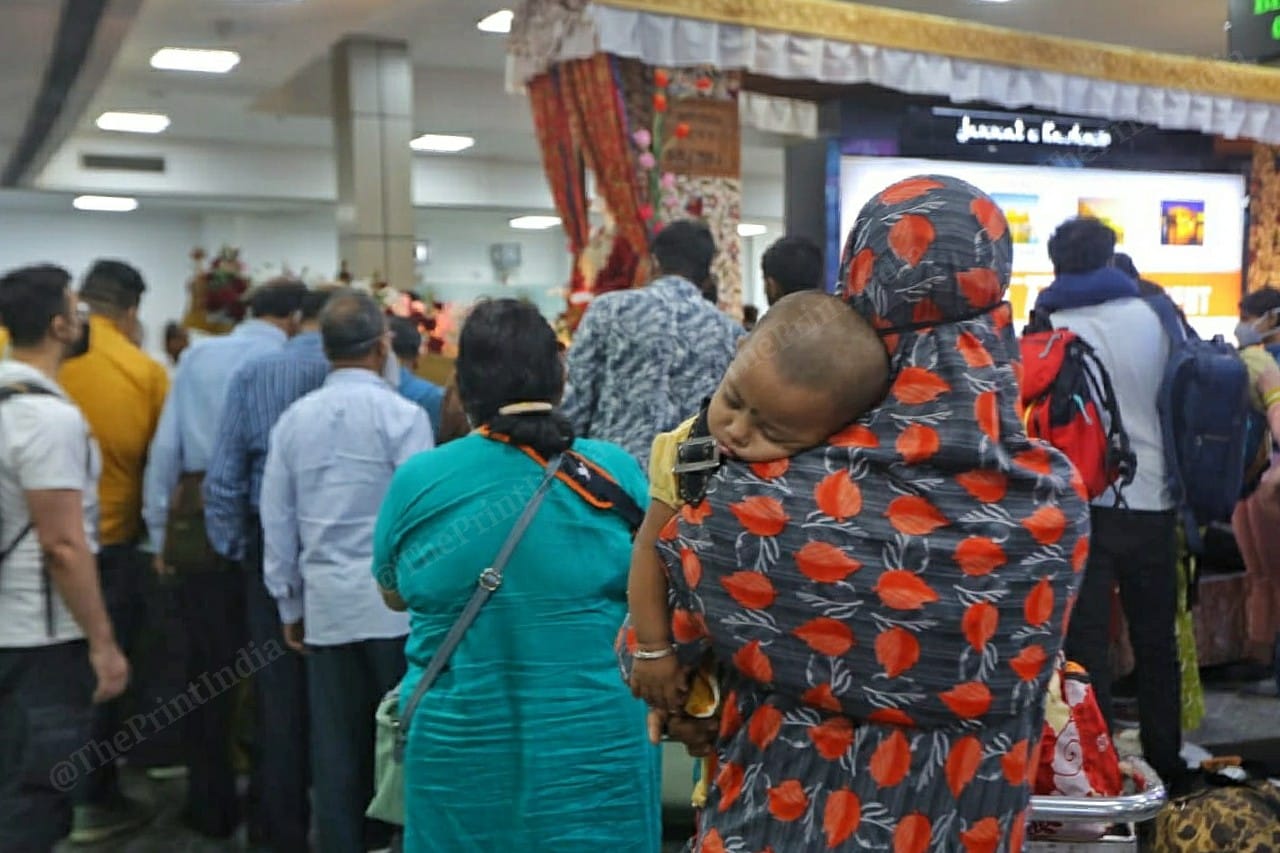 Tourists in queue at Srinagar airport, all set to explore the beautiful Valley | Photo: Praveen Jain | ThePrint