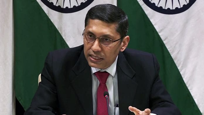 File photo of MEA Spokesperson Arindam Baghchi addressing a press conference | Credit: ANI