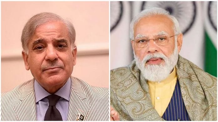 Pakistan Prime Minister Shehbaz Sharif and his Indian counterpart Narendra Modi | File photos
