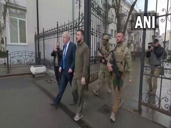 UK PM Boris Johnson, Ukrainian President walk through streets of Ukraine's Kyiv