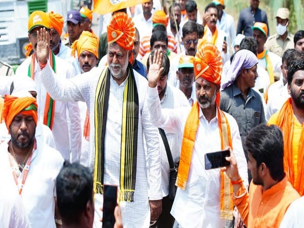  Union Minister Prahlad Patel takes part in Padyatra to 'end KCR's corrupt rule' in Telangana