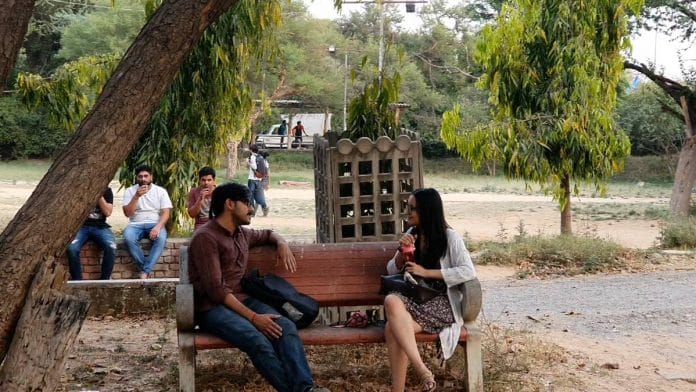 Students at JNU on 11 April | Soniya Agrawal | ThePrint