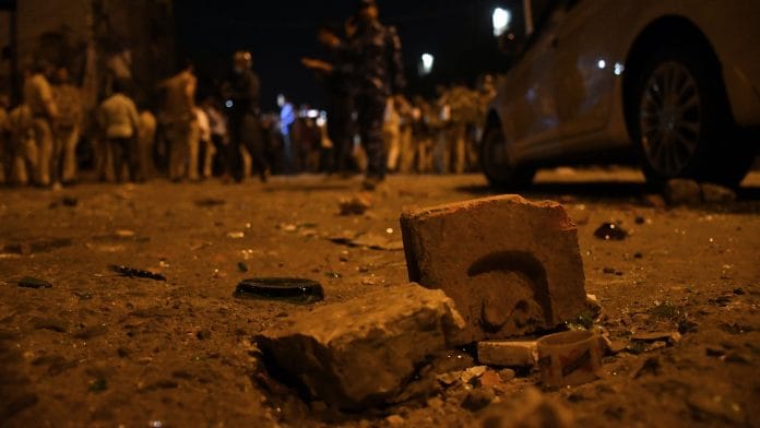 The site where violence broke out between two communities during the Shobha Yatra procession on Hanuman Jayanti, at Jahangirpuri, in New Delhi on 16 April 2022 | ANI Photo