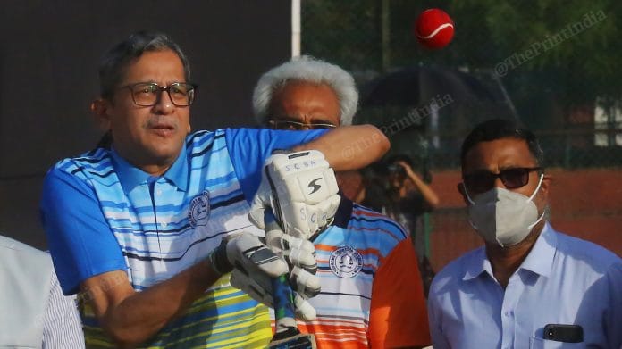 Chief Justice of India N.V. Ramana during the friendly match between CJI - Xl vs Supreme Court Bar Association - Xl | Photo: Praveen Jain | ThePrint