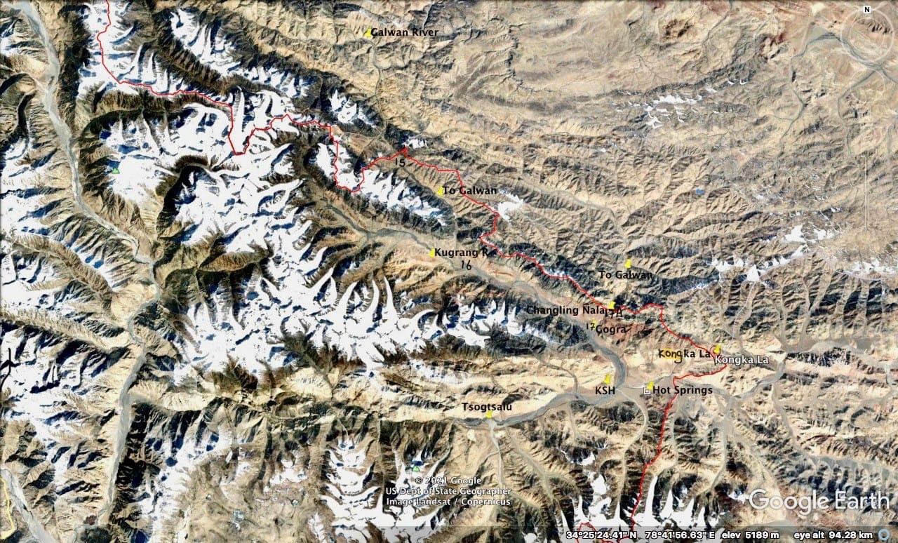 Annotated Google Earth Image Chang Chenmo Sector.