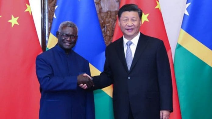 Chinese President Xi Jinping with Solomon Islands Prime Minister Manasseh Sogavare. | Photo Credit: China Ministry of Foreign Affairs