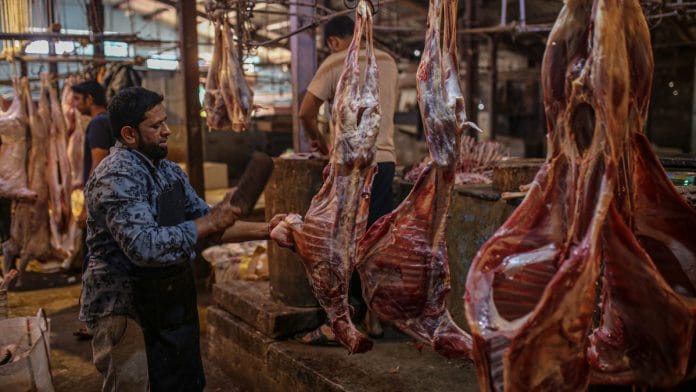 A butcher cuts sheep meat at the Russell Market in Bengaluru, India| Representational image| Photographer: Dhiraj Singh/Bloomberg