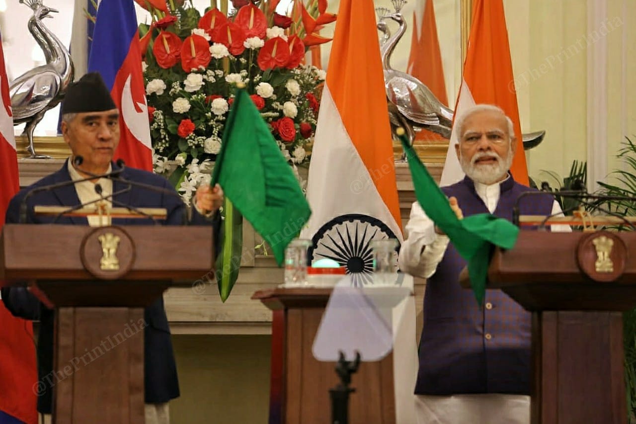 The PMs flag off the Jayanagar-Kurtha rail service | Photo: Praveen Jain | ThePrint